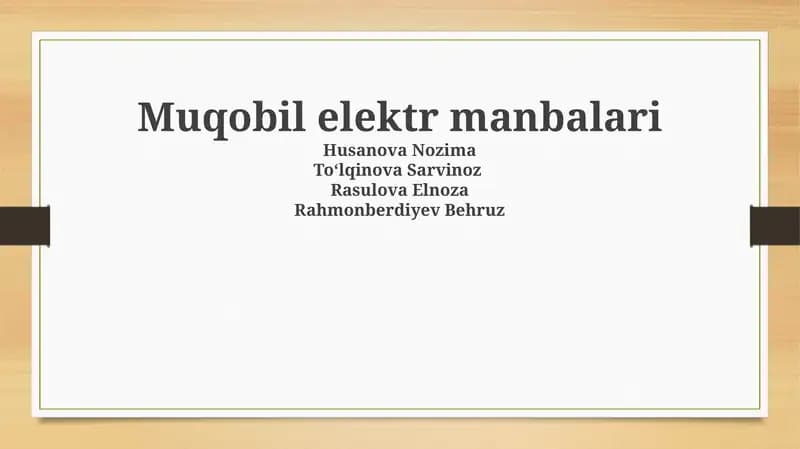 Muqobil elektr manbalari
