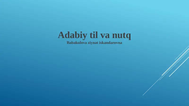 Adabiy til va nutq
