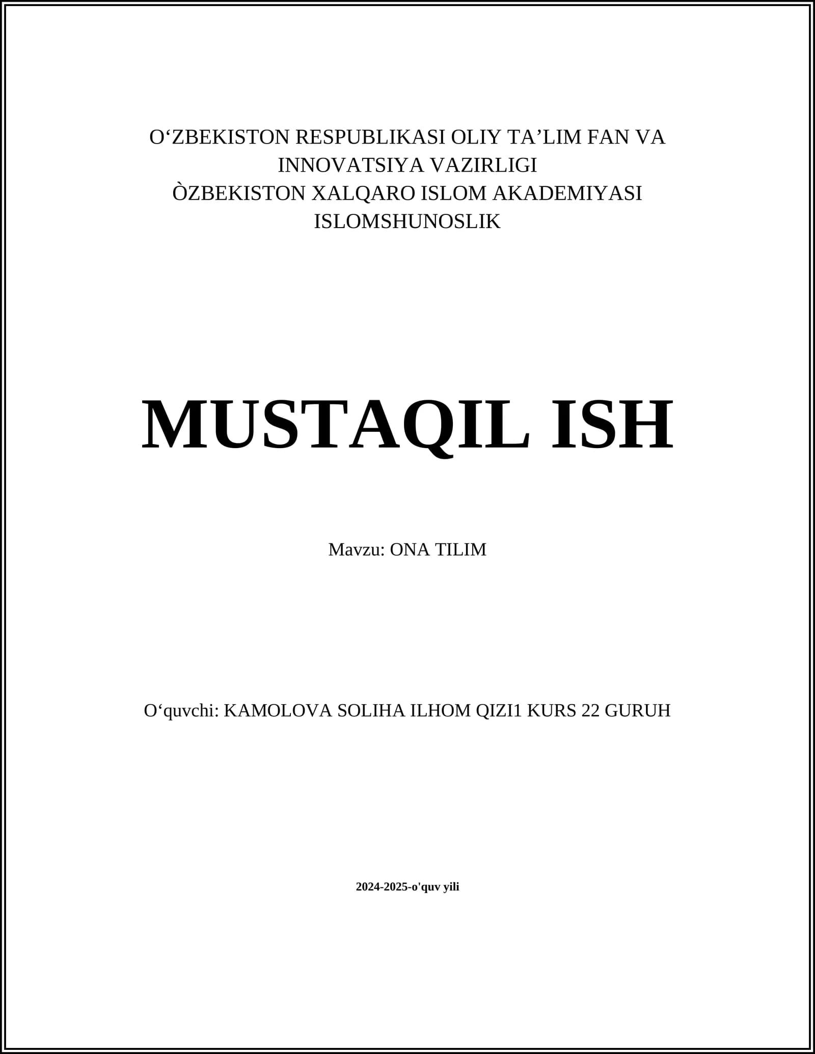 ONA TILIM