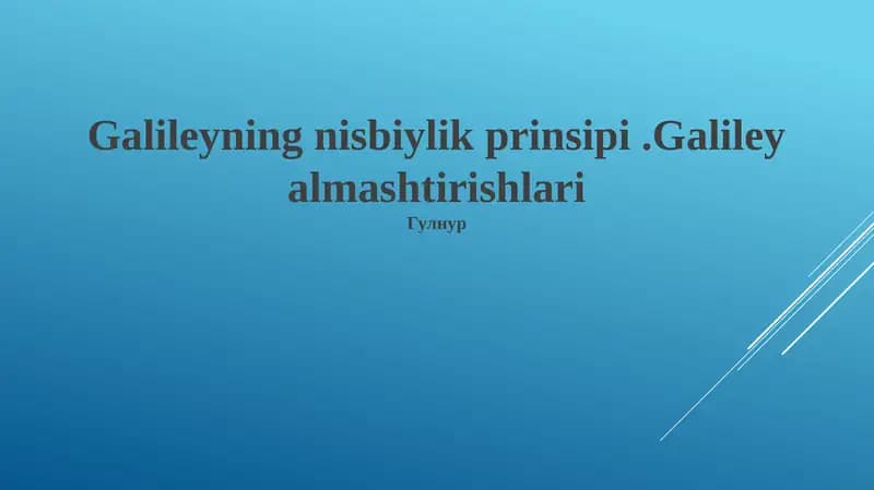 Galiley Transformasiyalari