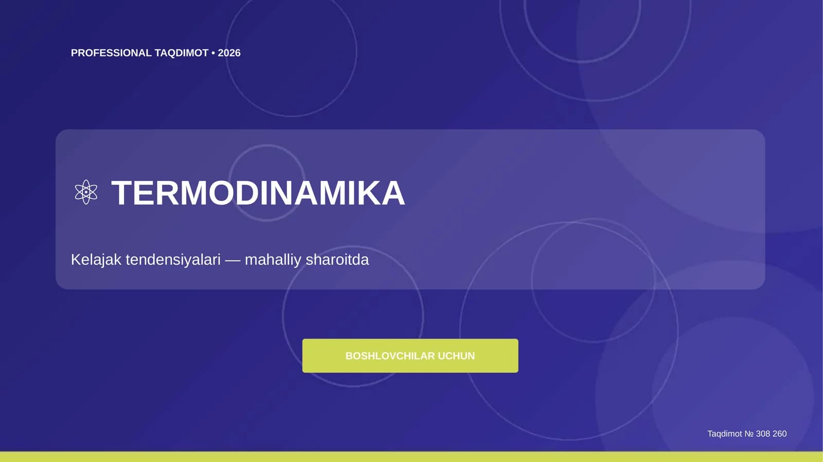 Termodinamika: kelajak tendensiyalari (mahalliy sharoitda) [boshlovchilar uchun]