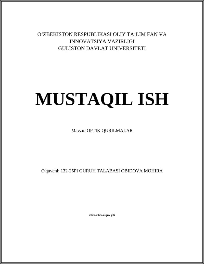 OPTIK QURILMALAR