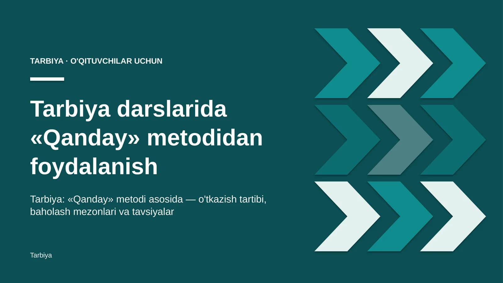 tarbiya darslarida qanday metodidan foydalanish 1851