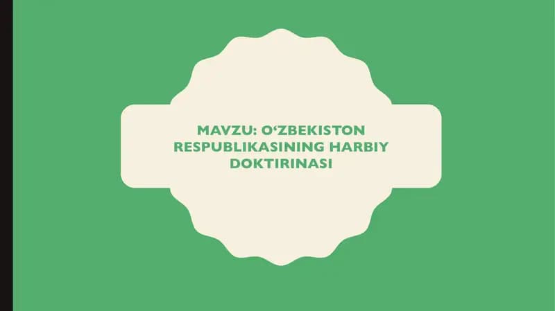 Oʻzbekiston Respublikasining Harbiy Doktrinasi