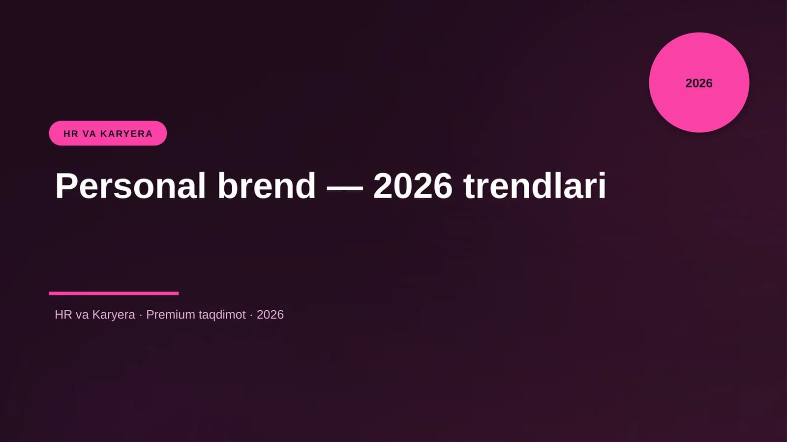 Personal brend — 2026 trendlari