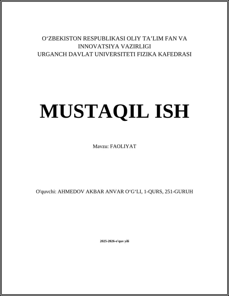 FAOLIYAT