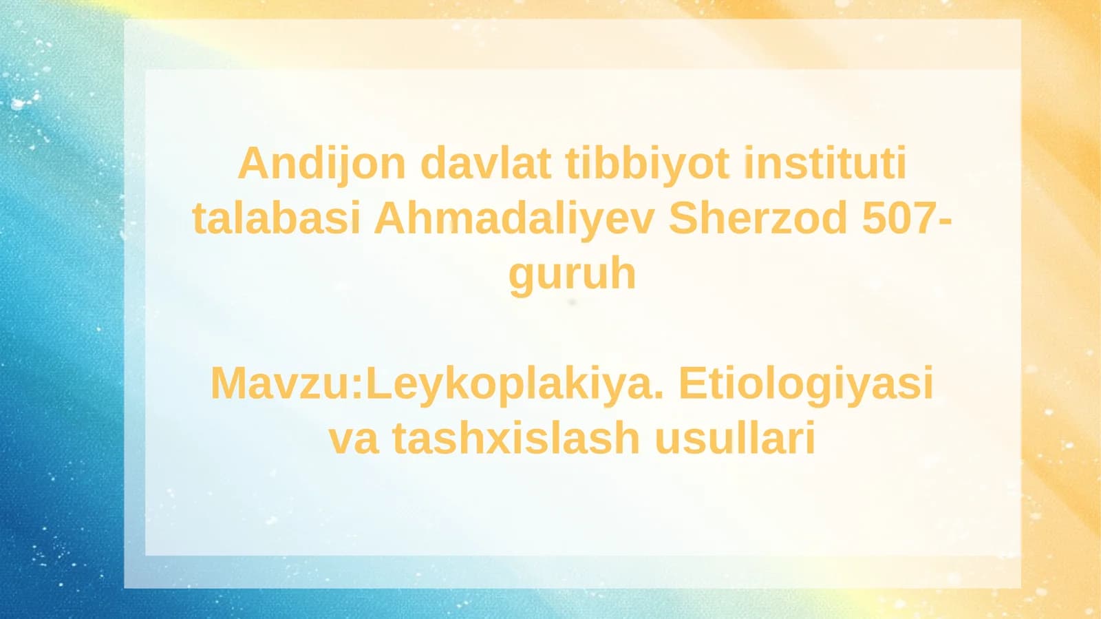 Leykoplakiya. Etiologiyasivatashxislash usullari