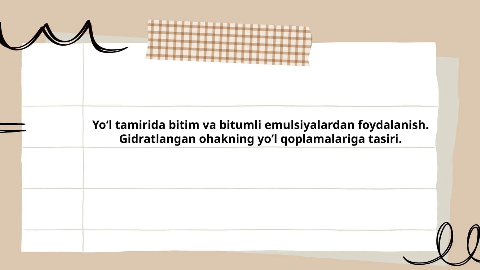 Bitim va Bitumli Emulsiyalarni Yoʻl Tamirida Qoʻllash Texnologiyalari