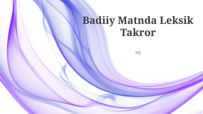 Badiiy Matnda Leksik Takror