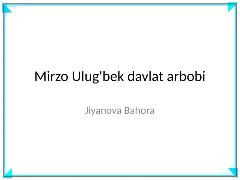 Mirzo Ulug'bek davlat arbobi