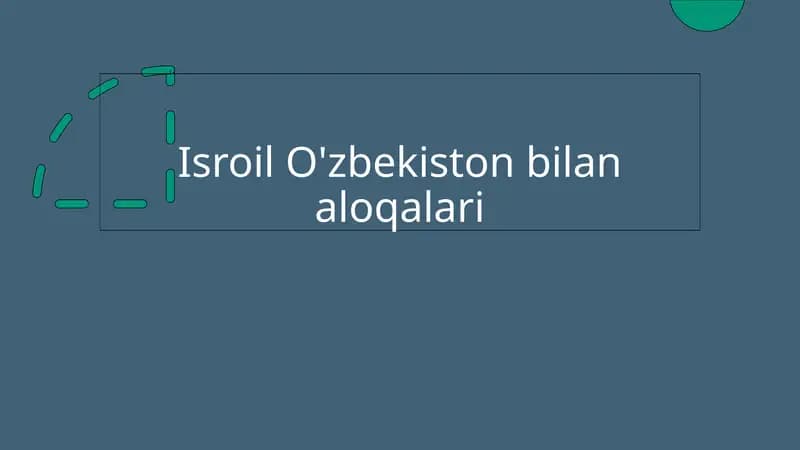 Isroil O'zbekiston bilan aloqalari