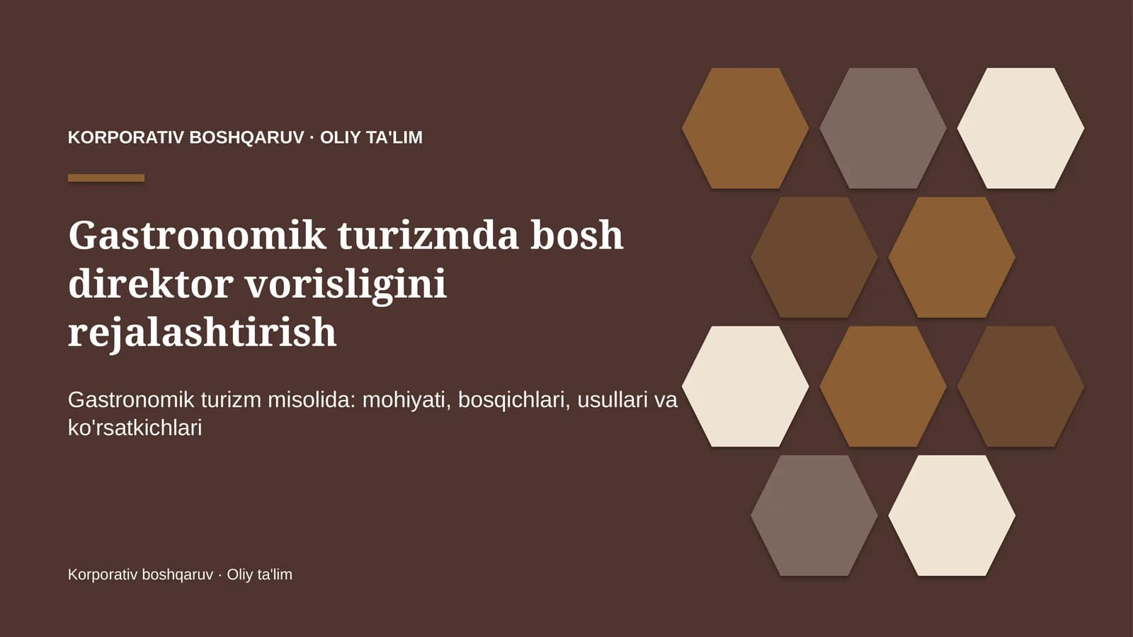 Gastronomik turizmda bosh direktor vorisligini rejalashtirish