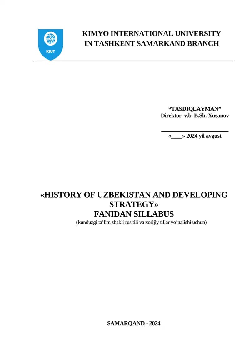 HISTORY OF UZBEKISTAN AND DEVELOPING STRATEGY