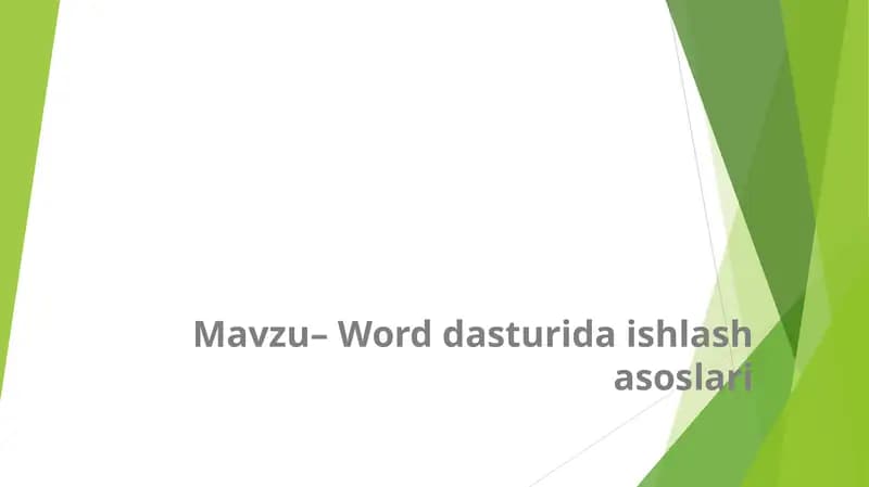Word dasturida ishlash asoslari