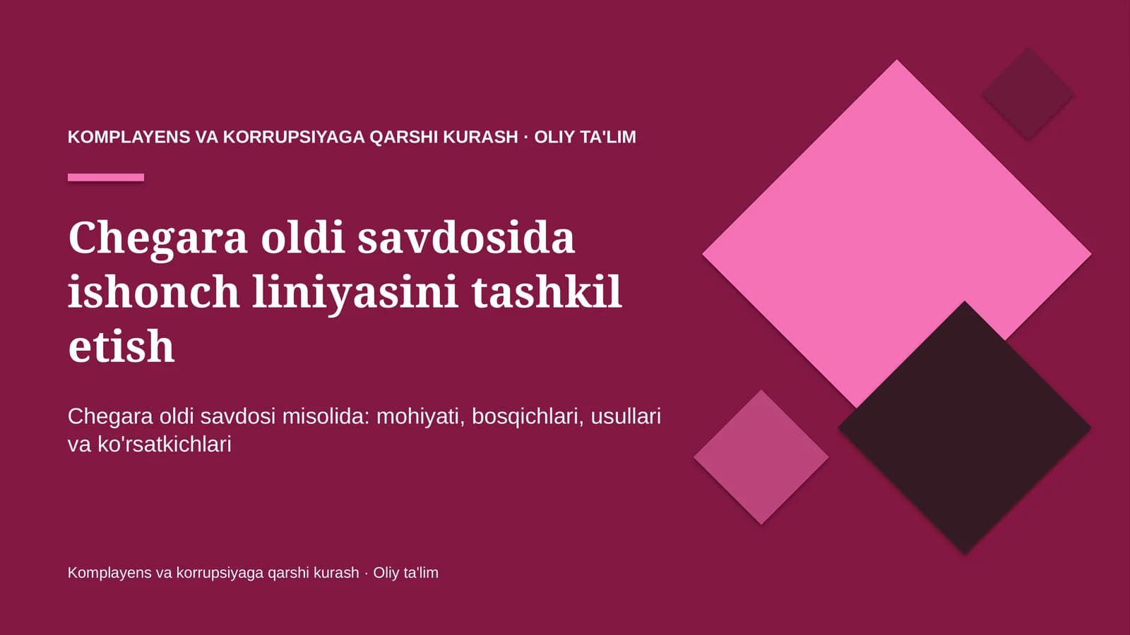 Chegara oldi savdosida ishonch liniyasini tashkil etish