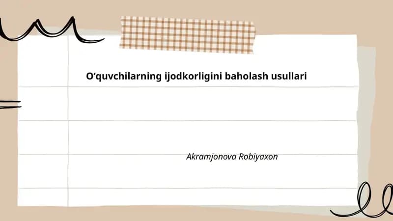 Ijodkorligini Baholash Usullari