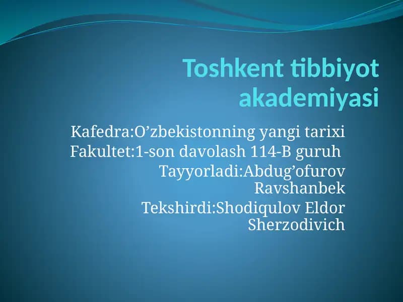 O’zbekistonning yangi tarixi