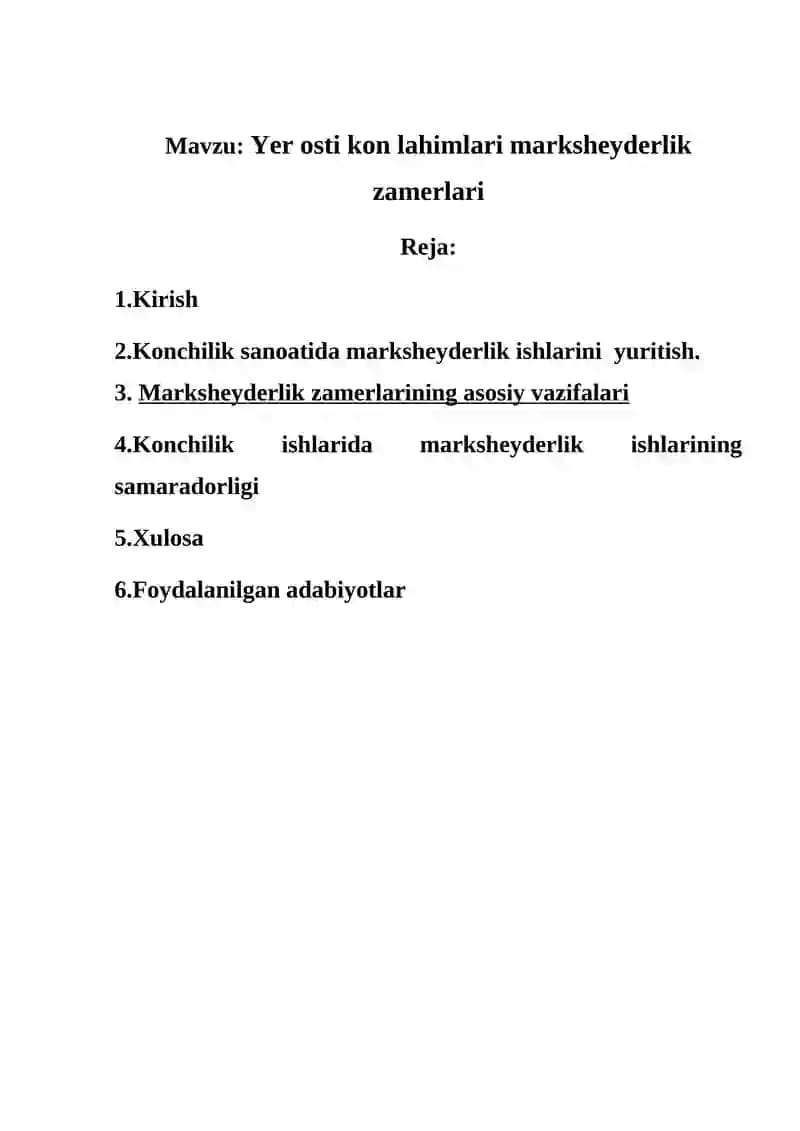 Yer osti kon lahimlari marksheyderlik zamerlari