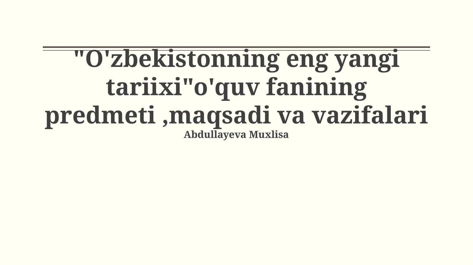 O'zbekistonning eng yangi tarixi