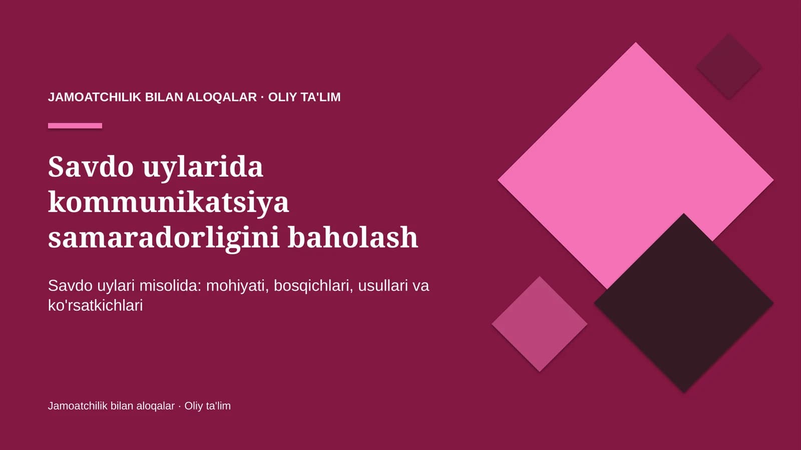 Savdo uylarida kommunikatsiya samaradorligini baholash