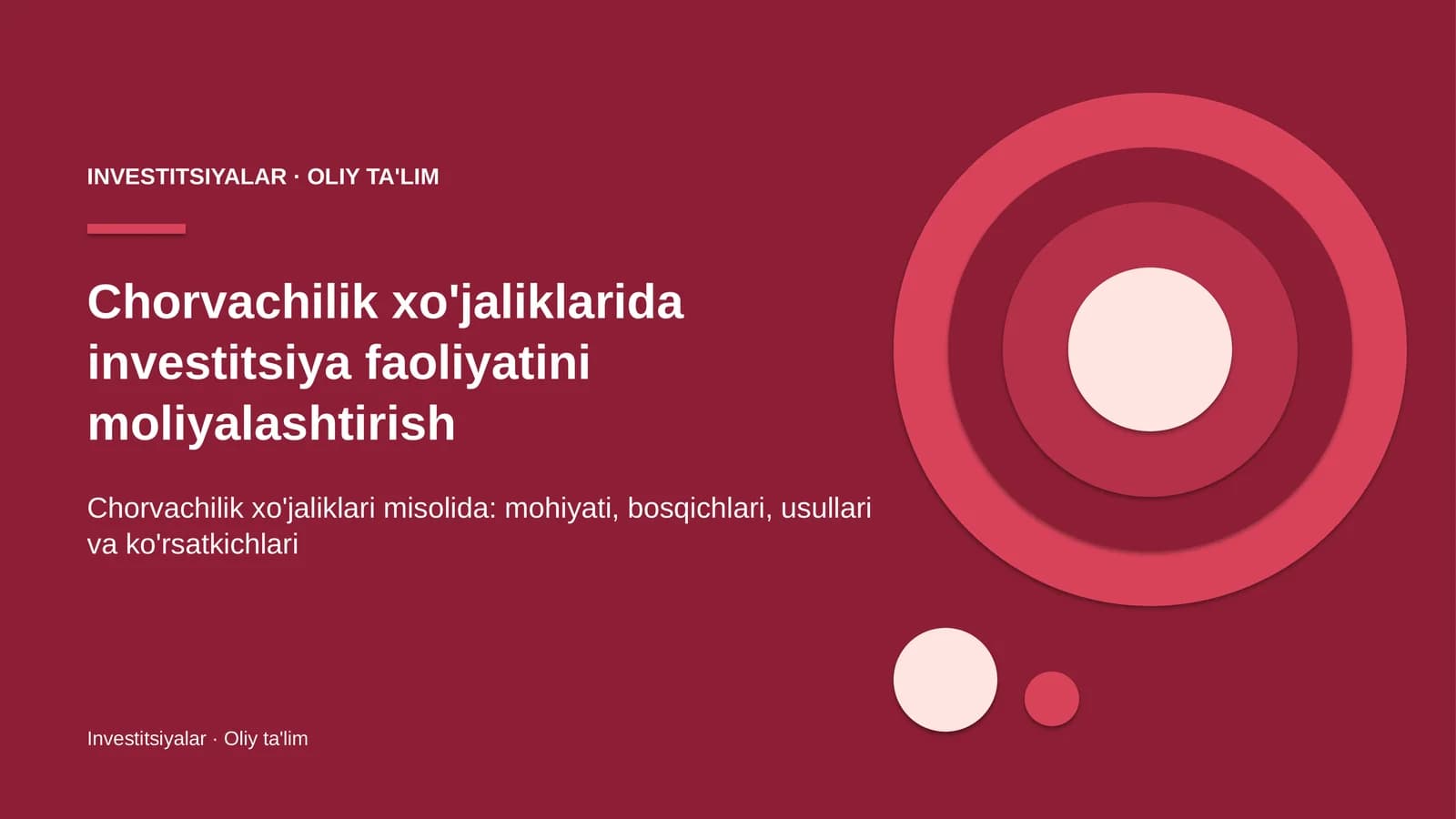 Investitsiyalar · Oliy ta'lim