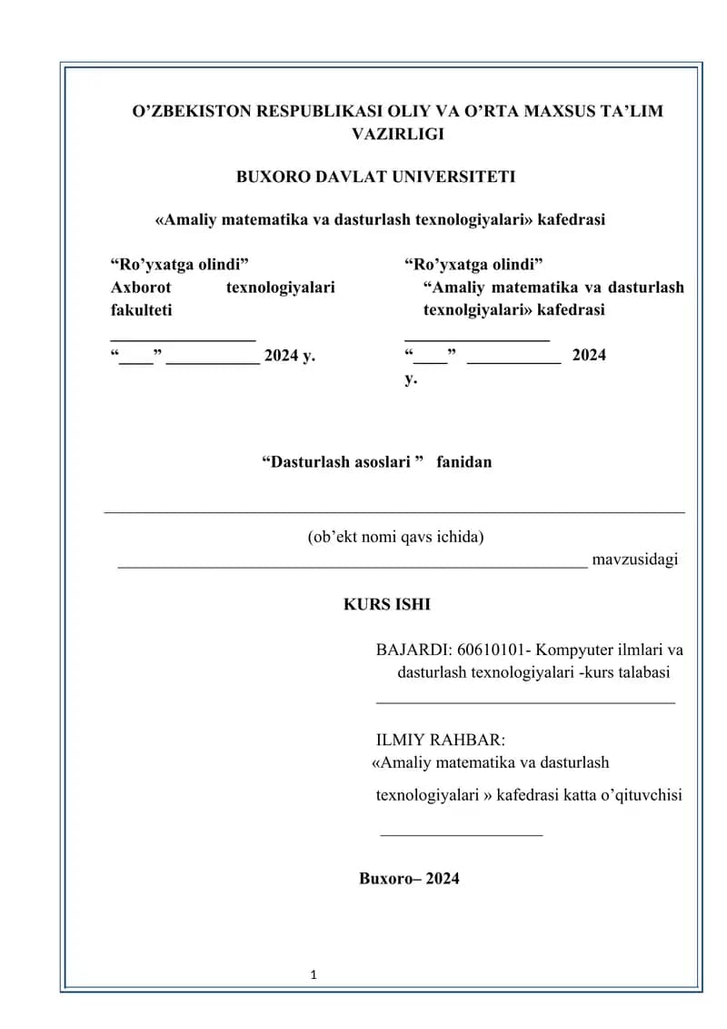 Dasturlash tillarining qiyosiy tahlilini keltirish