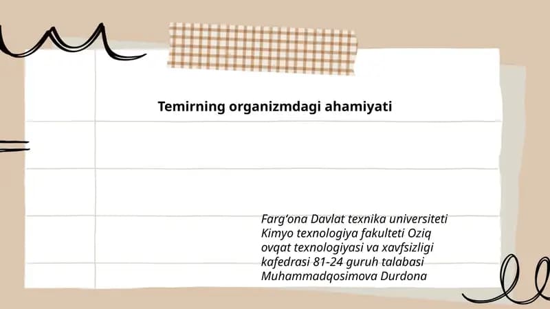 Temirning organizmdagi ahamiyati