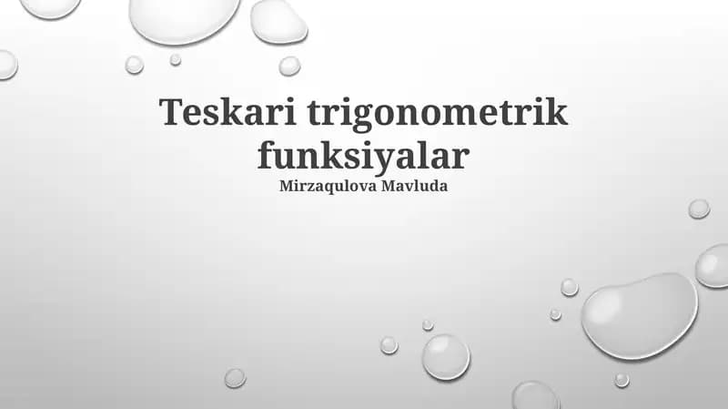 Teskari trigonometrik funksiyalar