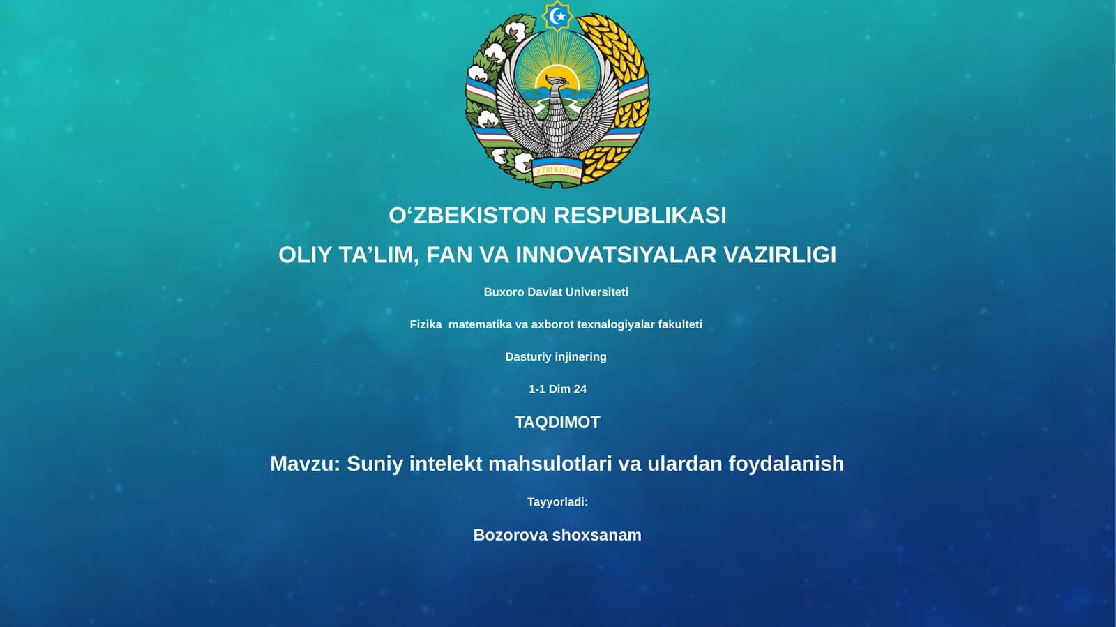Suniy intelekt mahsulotlari va ulardan foydalanish