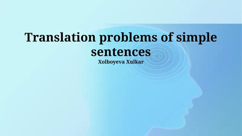 Translation problems of simple sentences