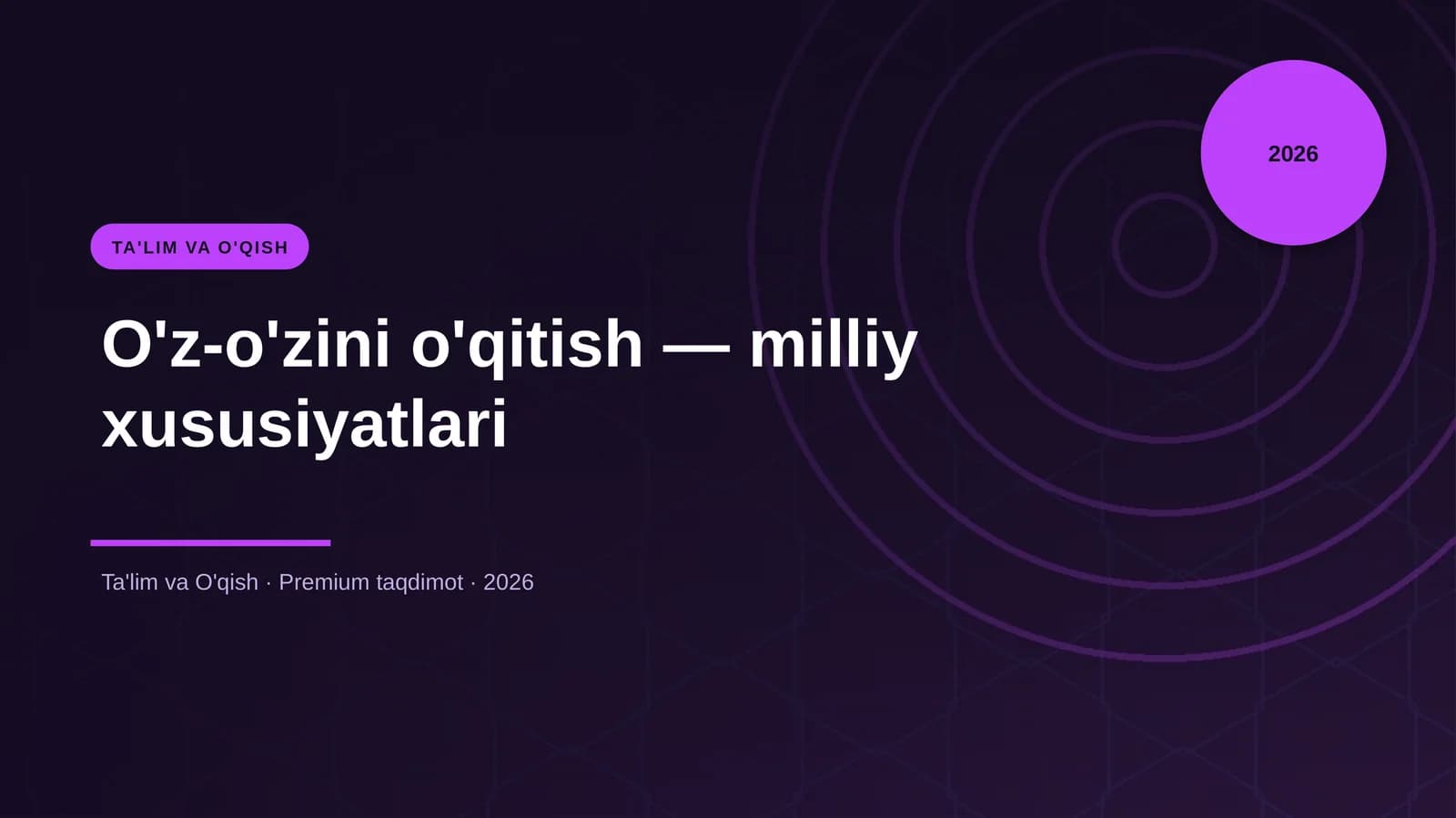 O'z-o'zini o'qitish — milliy xususiyatlari
