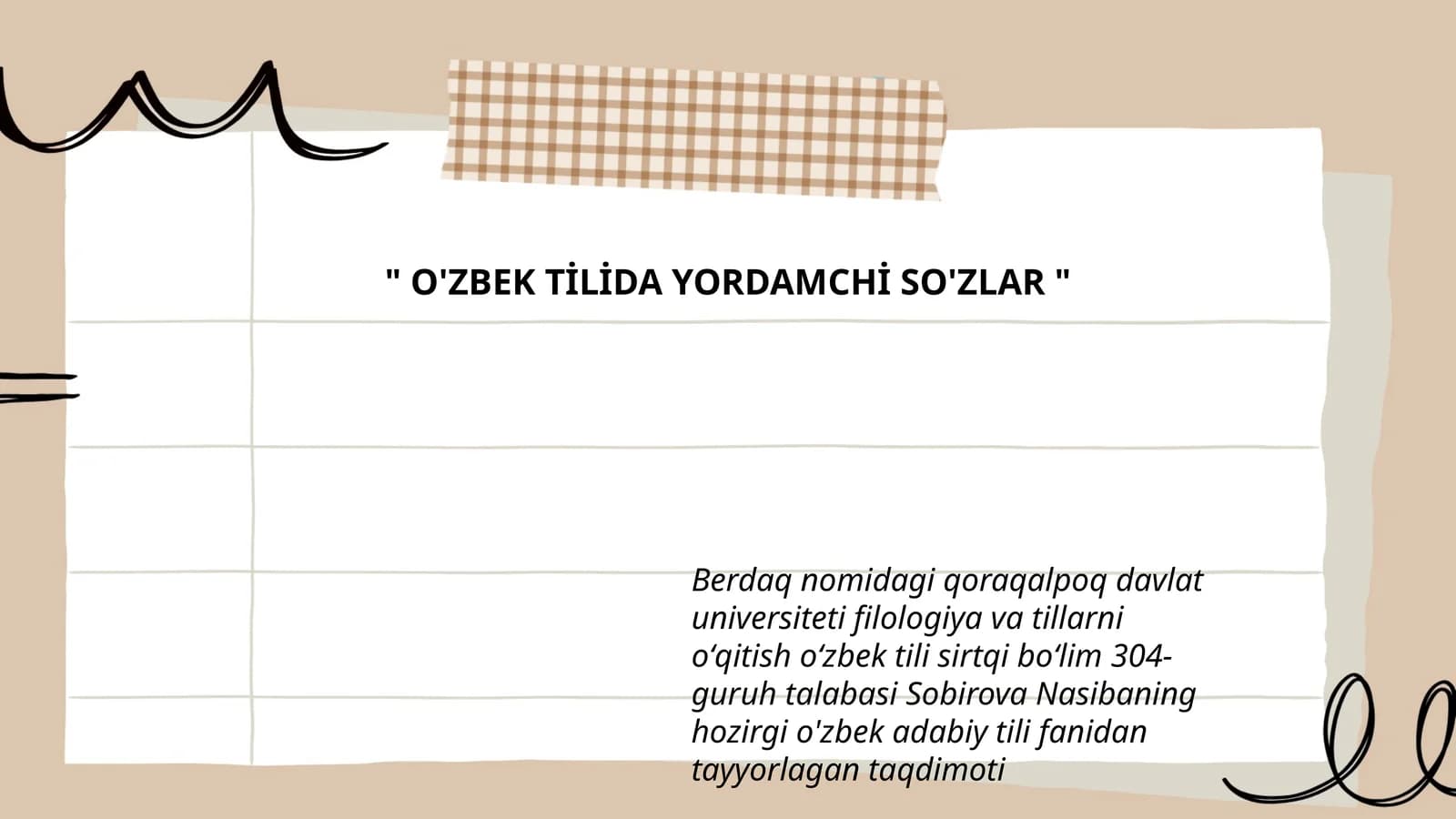 O'ZBEK TİLİDA YORDAMCHİ SO'ZLAR