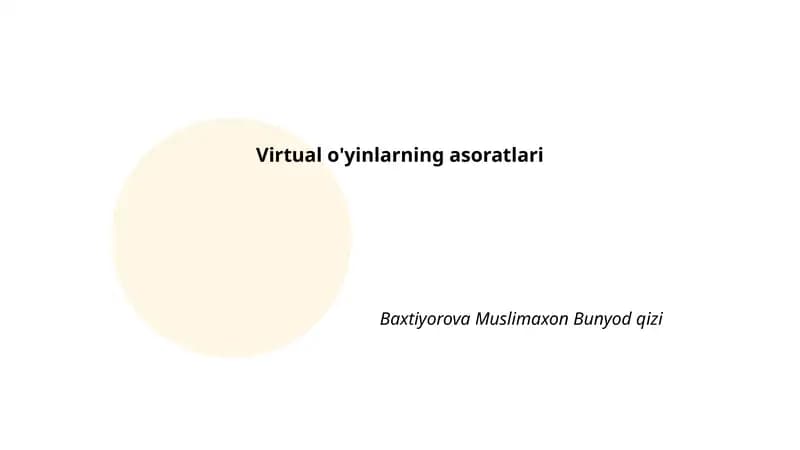 Virtual o'yinlarning asoratlari
