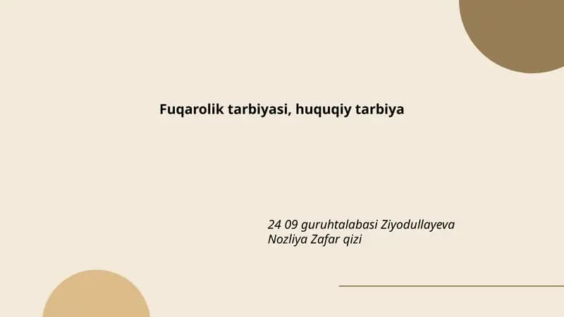 Fuqarolik tarbiyasi, huquqiy tarbiya