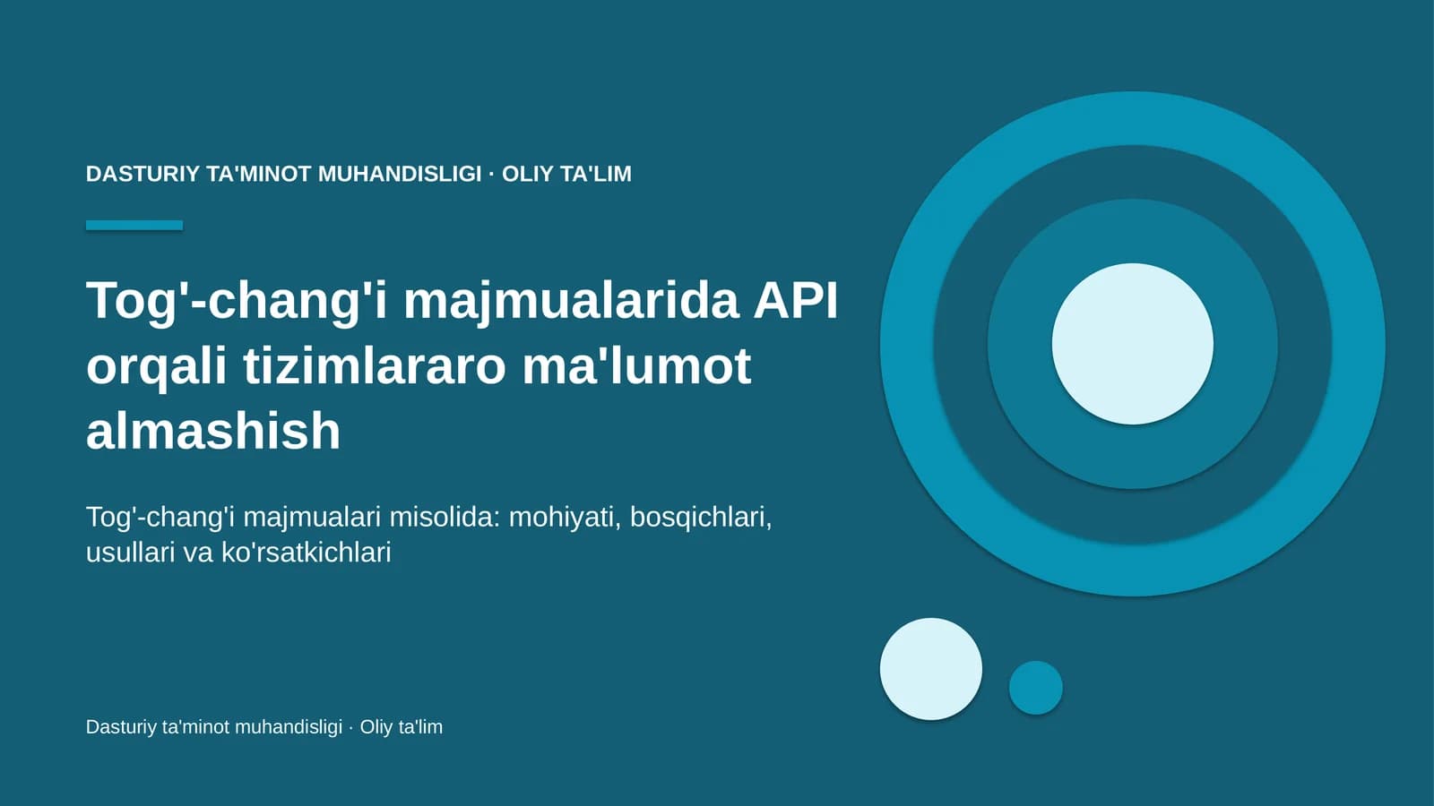 Tog'-chang'i majmualarida API orqali tizimlararo ma'lumot almashish