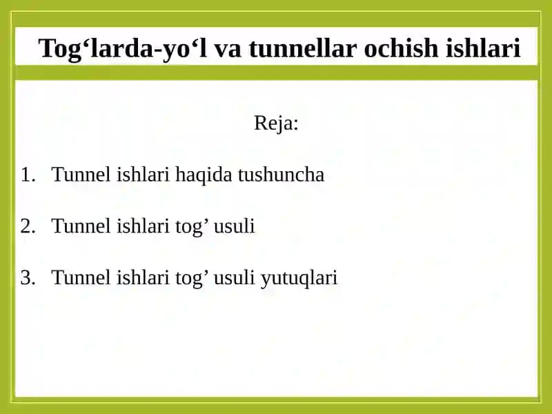 Tunnel ishlari