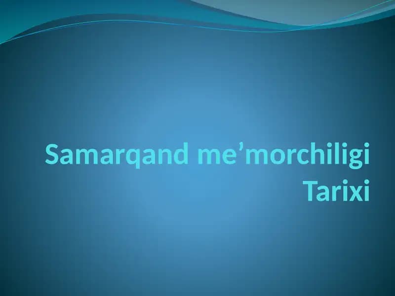 Samarqand me'morchiligi tarixi