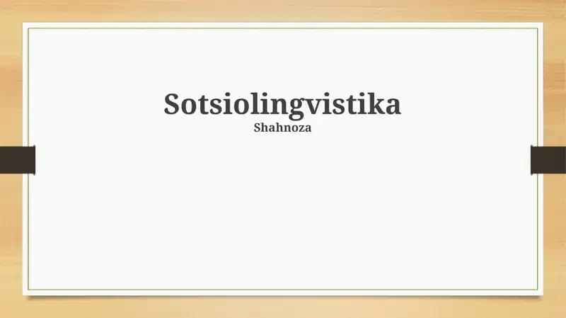 Sotsiolingvistika
