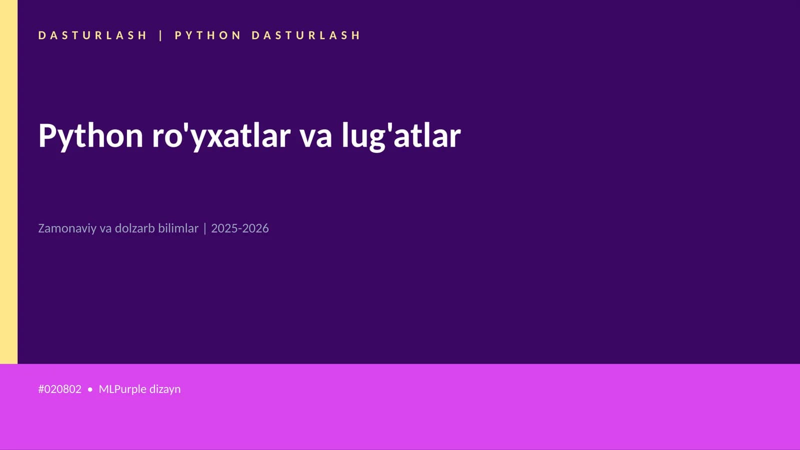 DASTURLASH | PYTHON DASTURLASH