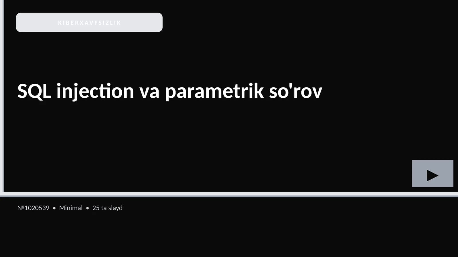 SQL injection va parametrik so'rov