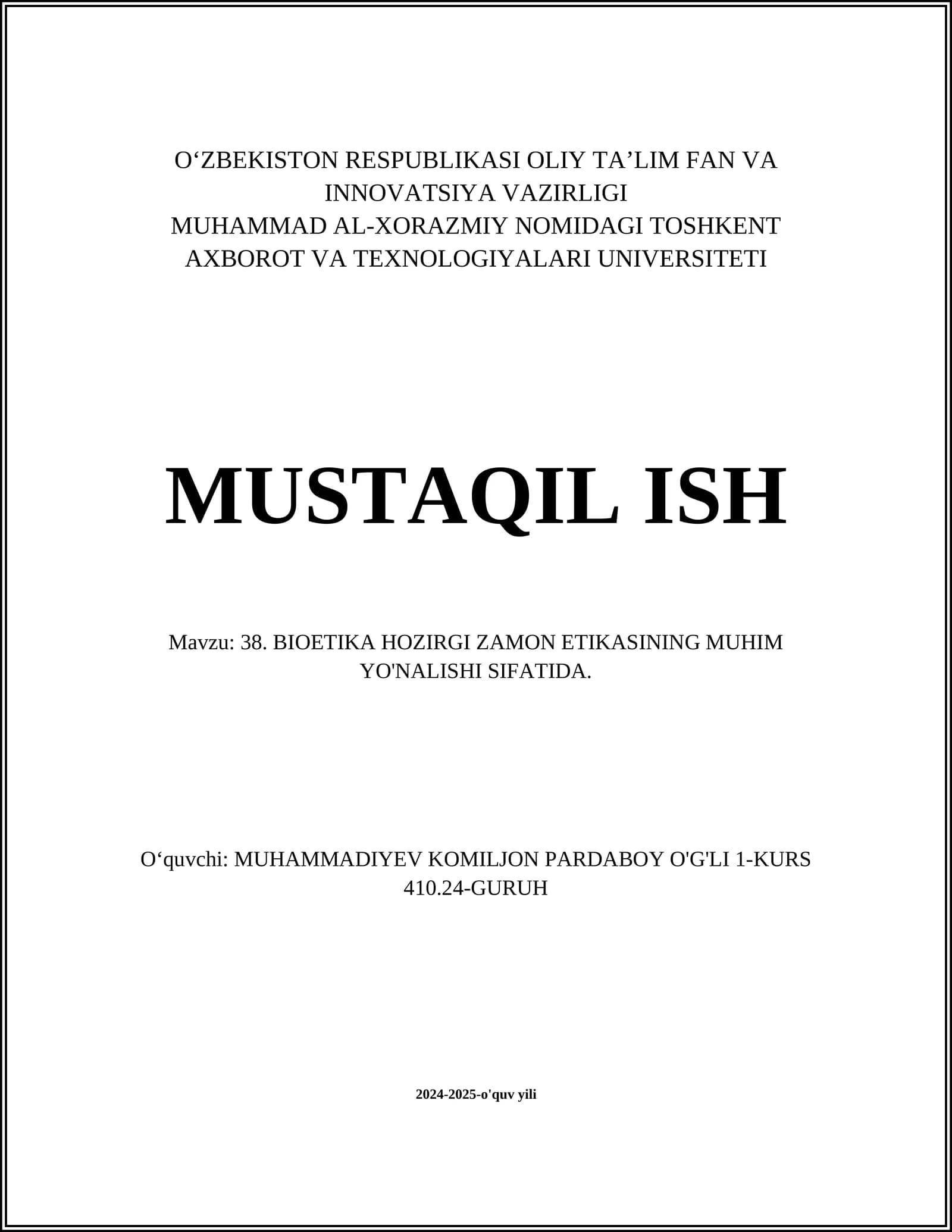BIOETIKA TARIXI VA RIVOLJLANISHI