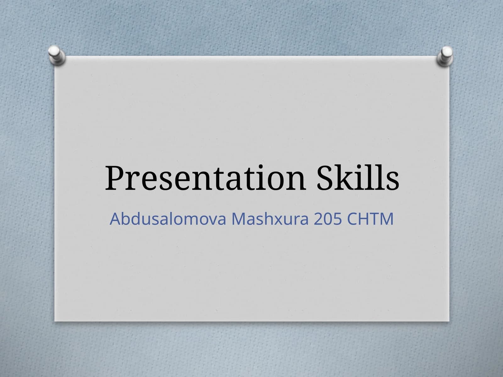 Presentation Skills