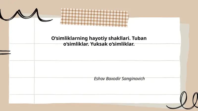 O‘simliklarning hayotiy shakllari