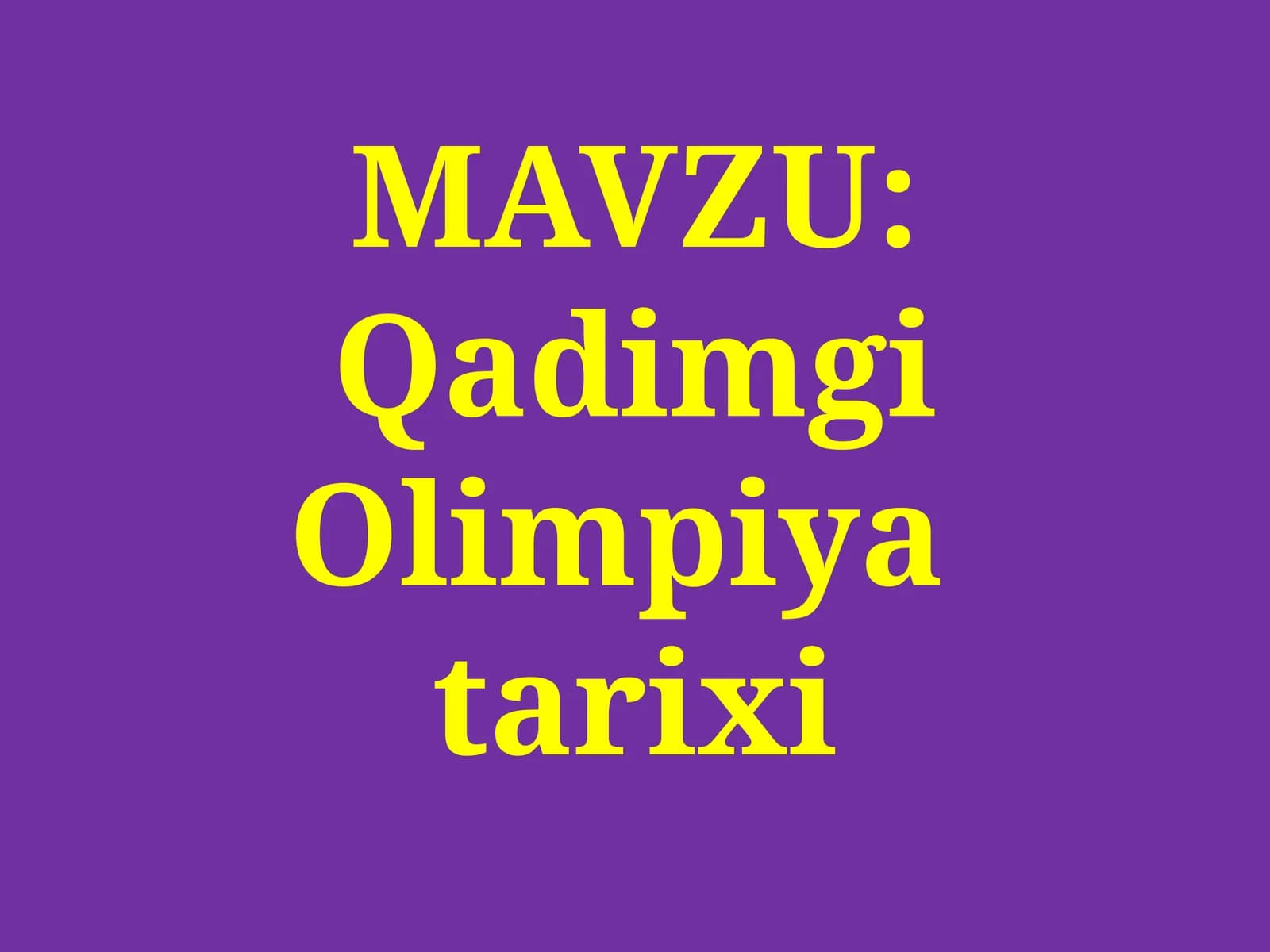 Qadimgi Olimpiya tarixi