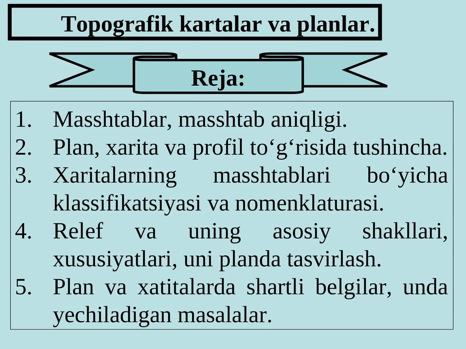Topografik kartalar va planlar