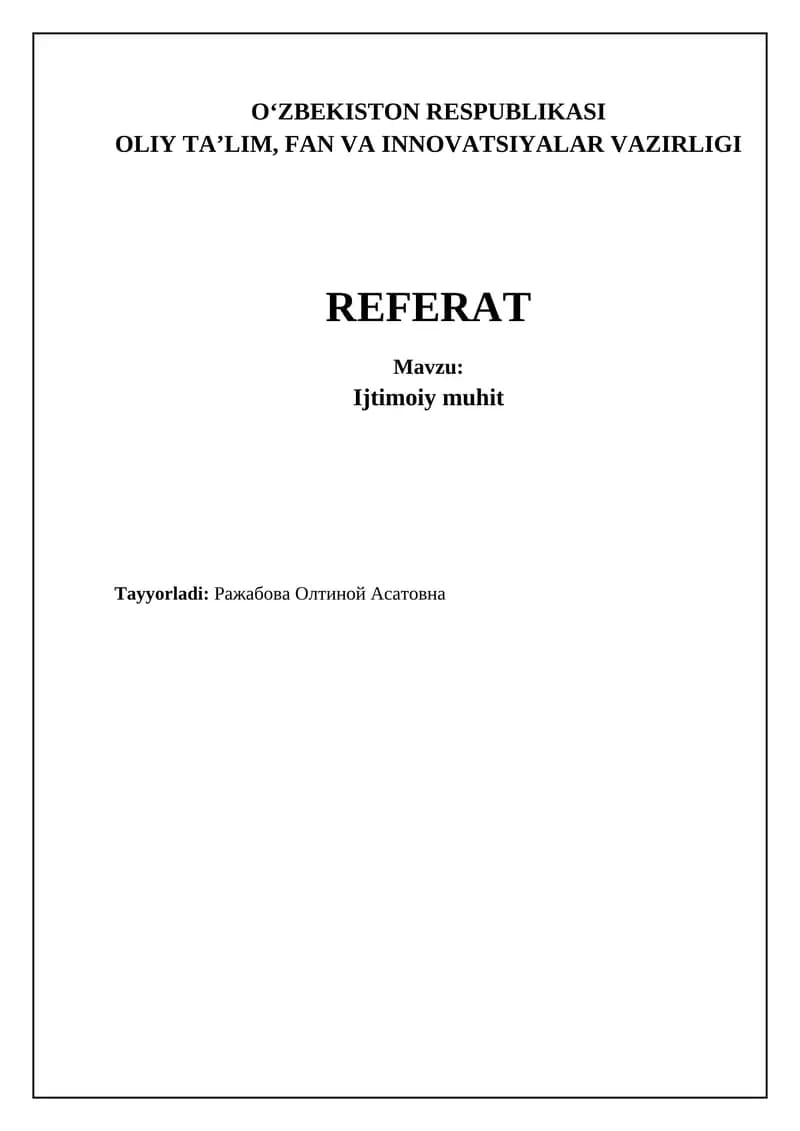 Ijtimoiy muhit