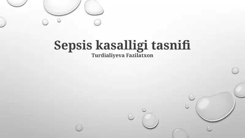 Sepsis kasalligi tasnifi