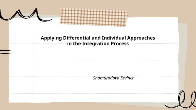 Applying Differential and Individual Approaches in the Integration Process