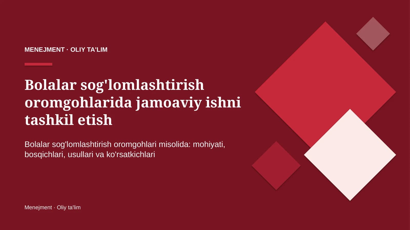 Menejment · Oliy Ta'lim