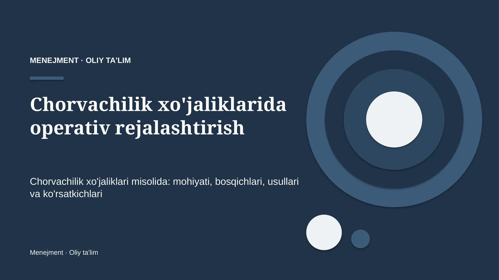 Chorvachilik xo'jaliklarida operativ rejalashtirish